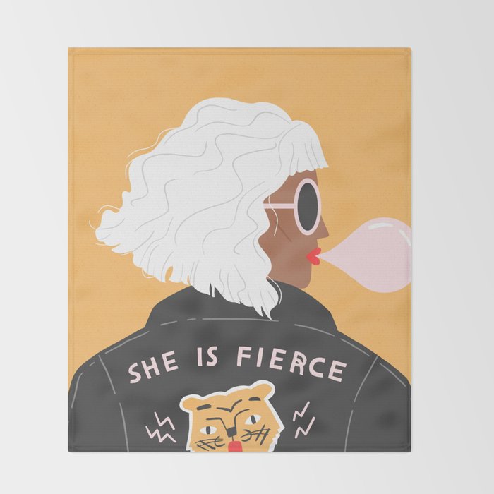 She Is Fierce Throw Blanket Gallery Image 2