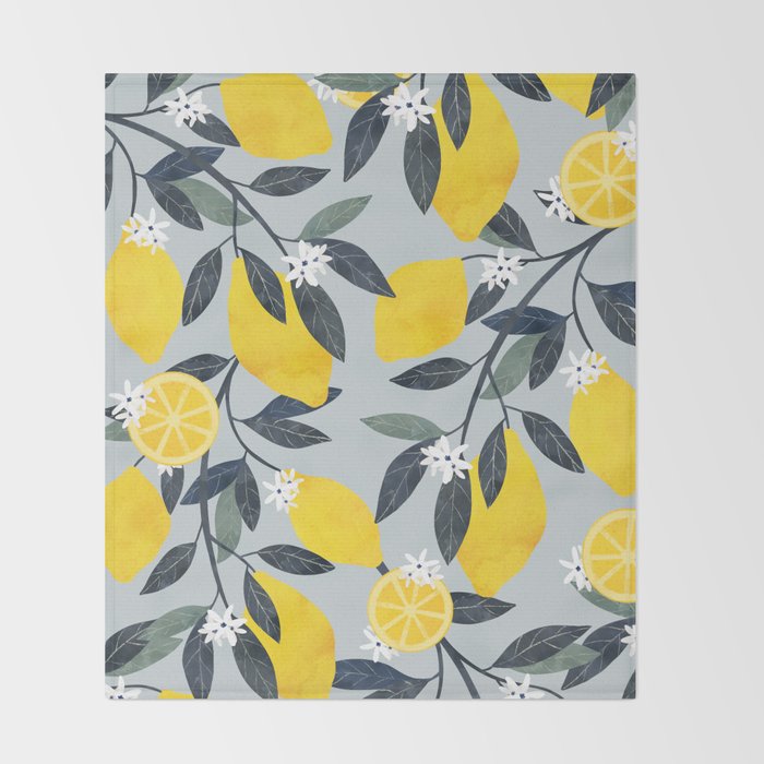 Lemons pattern Throw Blanket Gallery Image 2