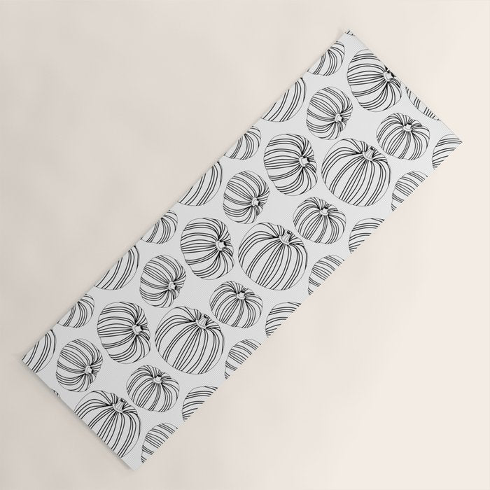 Black and white pumpkin vegetable pattern Yoga Mat Gallery Image 1