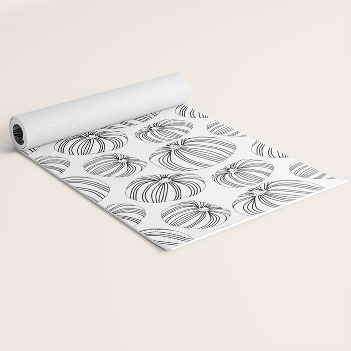Black and white pumpkin vegetable pattern Yoga Mat Gallery Image 2
