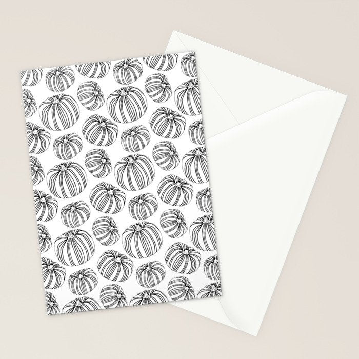 Black and white pumpkin vegetable pattern Stationery Card Gallery Image 2