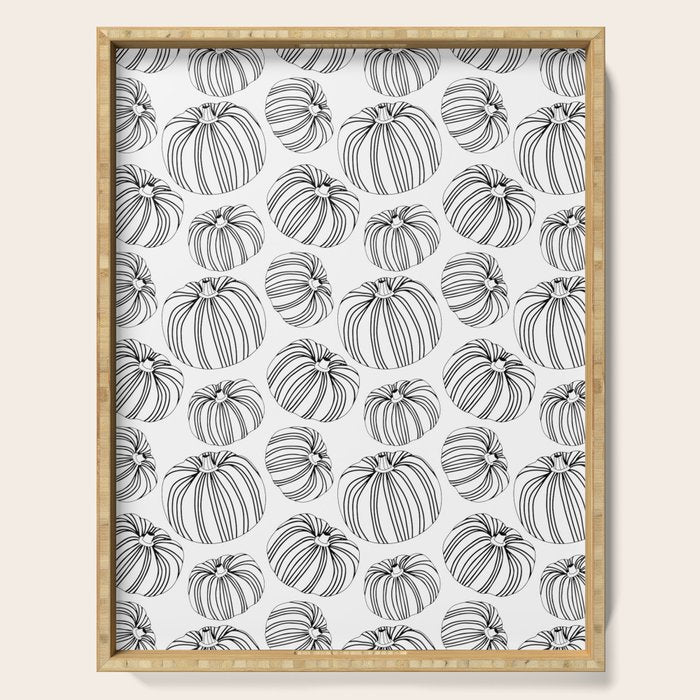 Black and white pumpkin vegetable pattern Serving Tray Gallery Image 1