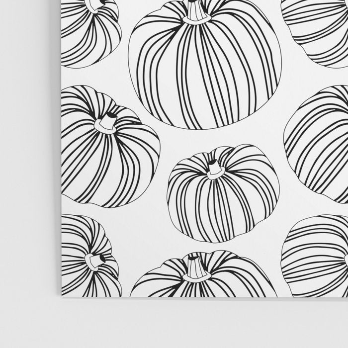 Black and white pumpkin vegetable pattern Poster Gallery Image 3