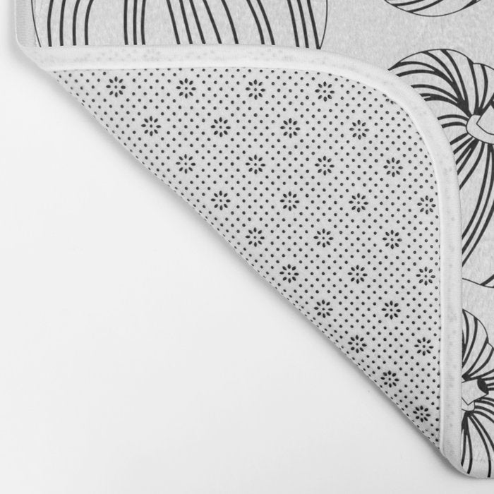 Black and white pumpkin vegetable pattern Bath Mat Gallery Image 2