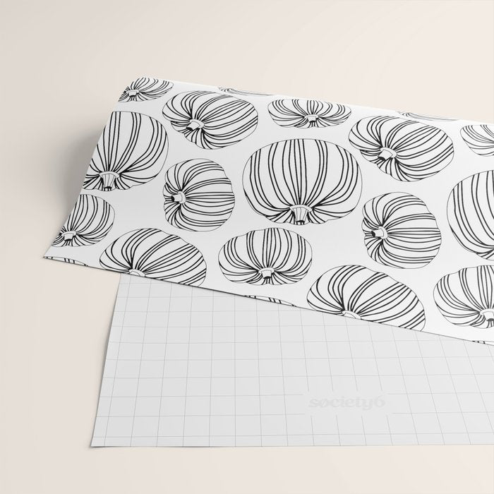 Black and white pumpkin vegetable pattern Wrapping Paper Gallery Image 2