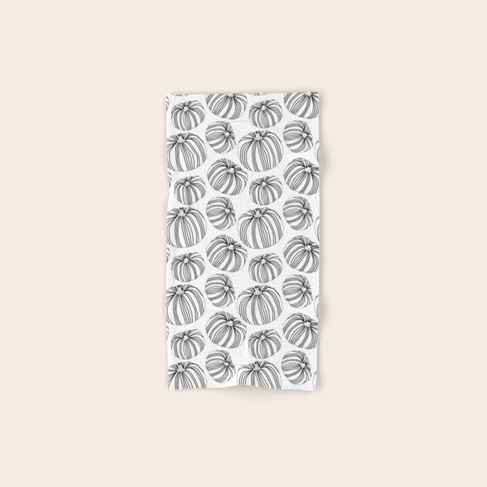 Black and white pumpkin vegetable pattern Bath Towel Gallery Image 1