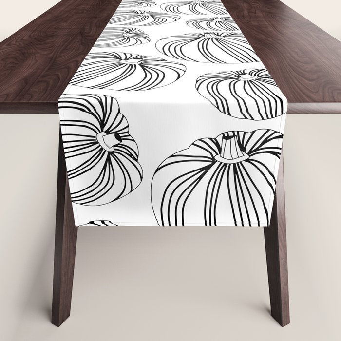 Black and white pumpkin vegetable pattern Table Runner Gallery Image 1