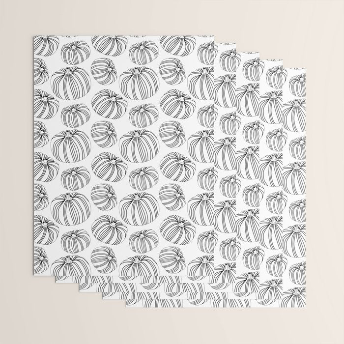 Black and white pumpkin vegetable pattern Wrapping Paper Gallery Image 3