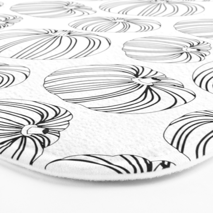 Black and white pumpkin vegetable pattern Bath Mat Gallery Image 3