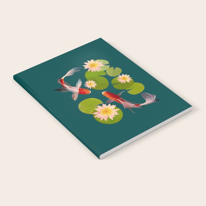 Graceful Koi Among Water Lilies  Notebook Gallery Image 2