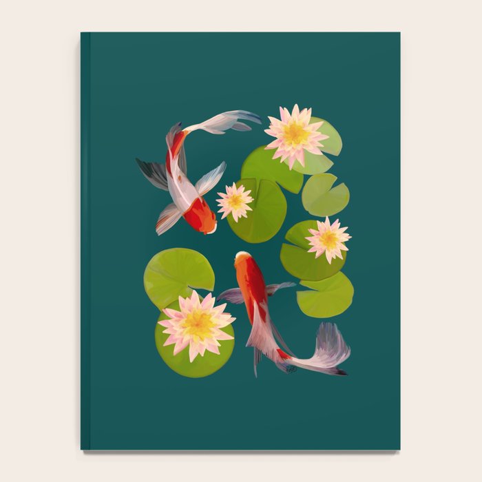 Graceful Koi Among Water Lilies  Notebook Gallery Image 4