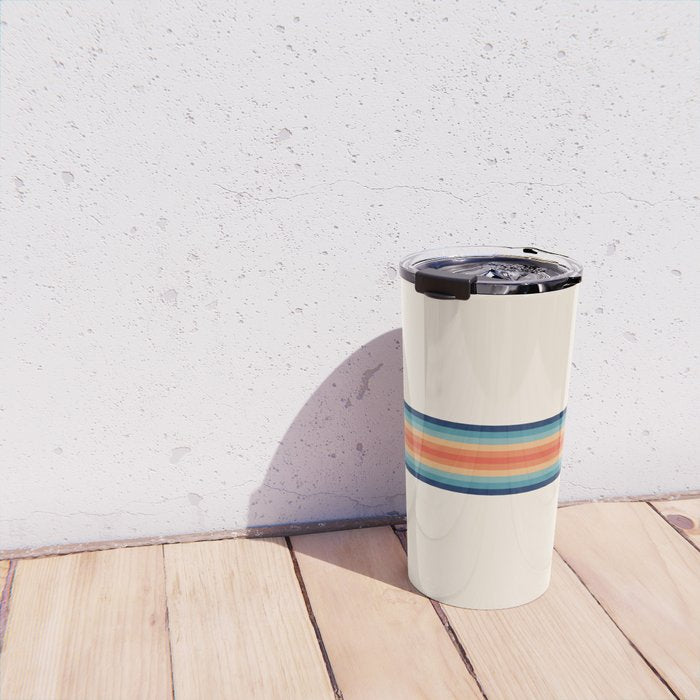 Retro 70s Vintage Summer Style Stripes - Conima Travel Mug Gallery Image 4