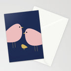 Bird Family in Pink, Navy Blue, and Mustard -  Minimalist Scandinavian Mid-Century Modern Design Stationery Card Gallery Image 2
