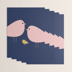 Bird Family in Pink, Navy Blue, and Mustard -  Minimalist Scandinavian Mid-Century Modern Design Wrapping Paper Gallery Image 3