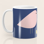 Bird Family in Pink, Navy Blue, and Mustard -  Minimalist Scandinavian Mid-Century Modern Design Coffee Mug Gallery Image 3