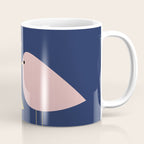 Bird Family in Pink, Navy Blue, and Mustard -  Minimalist Scandinavian Mid-Century Modern Design Coffee Mug Gallery Image 1