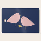 Bird Family in Pink, Navy Blue, and Mustard -  Minimalist Scandinavian Mid-Century Modern Design Cutting Board Gallery Image 1