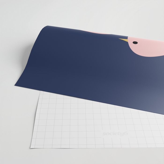 Bird Family in Pink, Navy Blue, and Mustard -  Minimalist Scandinavian Mid-Century Modern Design Wrapping Paper Gallery Image 2