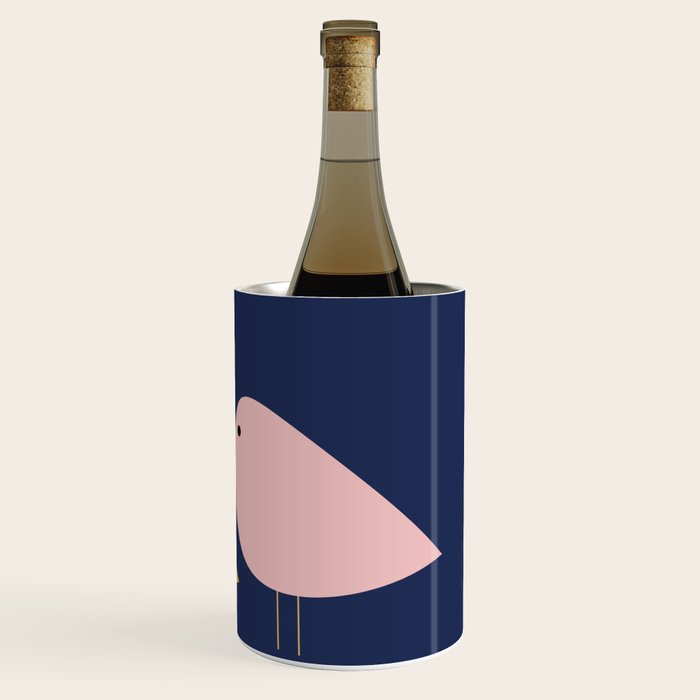 Bird Family in Pink, Navy Blue, and Mustard -  Minimalist Scandinavian Mid-Century Modern Design Wine Chiller Gallery Image 3