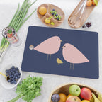 Bird Family in Pink, Navy Blue, and Mustard -  Minimalist Scandinavian Mid-Century Modern Design Cutting Board Gallery Image 2