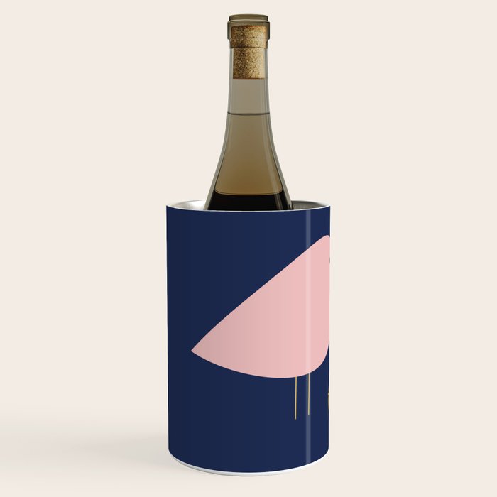 Bird Family in Pink, Navy Blue, and Mustard -  Minimalist Scandinavian Mid-Century Modern Design Wine Chiller Gallery Image 2