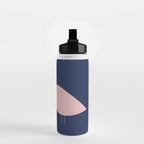 Bird Family in Pink, Navy Blue, and Mustard -  Minimalist Scandinavian Mid-Century Modern Design Water Bottle Gallery Image 2