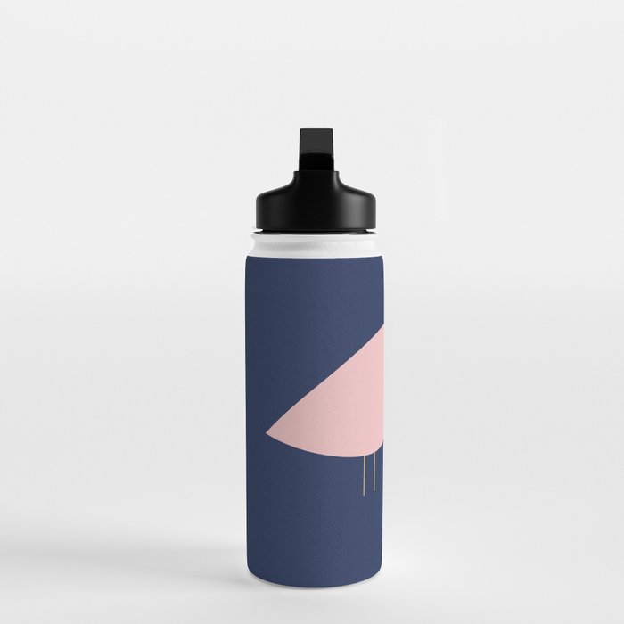 Bird Family in Pink, Navy Blue, and Mustard -  Minimalist Scandinavian Mid-Century Modern Design Water Bottle Gallery Image 3