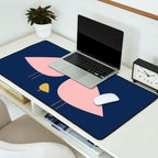 Bird Family in Pink, Navy Blue, and Mustard -  Minimalist Scandinavian Mid-Century Modern Design Desk Mat Gallery Image 2