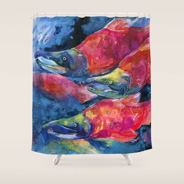 Sockeye Salmon by Kathy Morton Stanion Shower Curtain Gallery Image 1