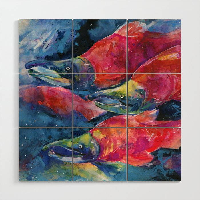 Sockeye Salmon by Kathy Morton Stanion Wood Wall Art Gallery Image 1