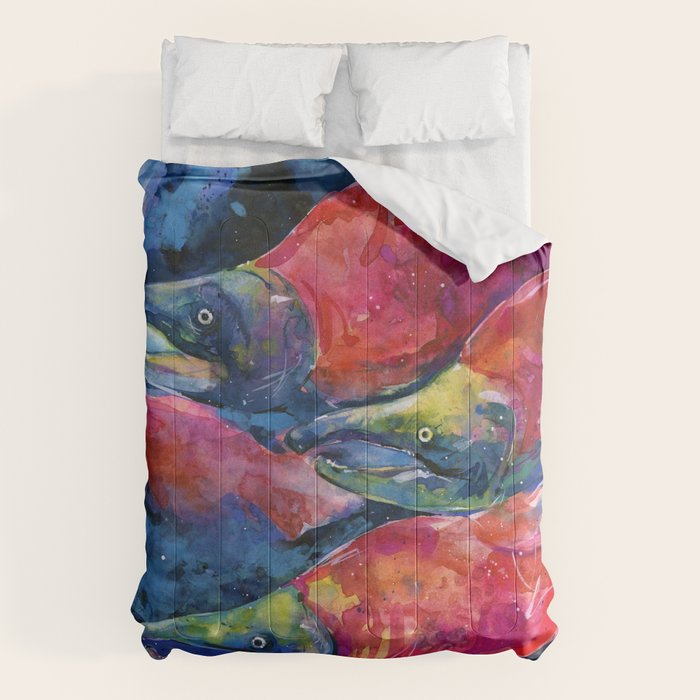 Sockeye Salmon by Kathy Morton Stanion Comforter Gallery Image 1