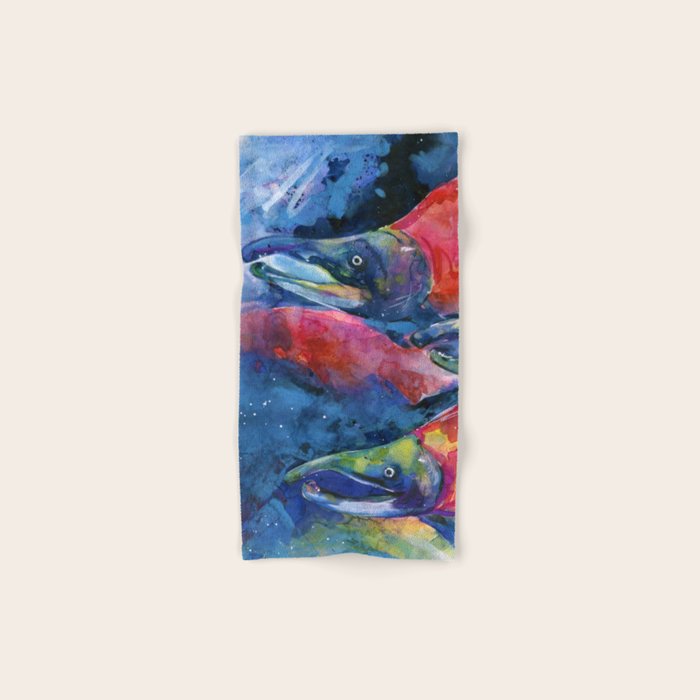 Sockeye Salmon by Kathy Morton Stanion Bath Towel Gallery Image 1