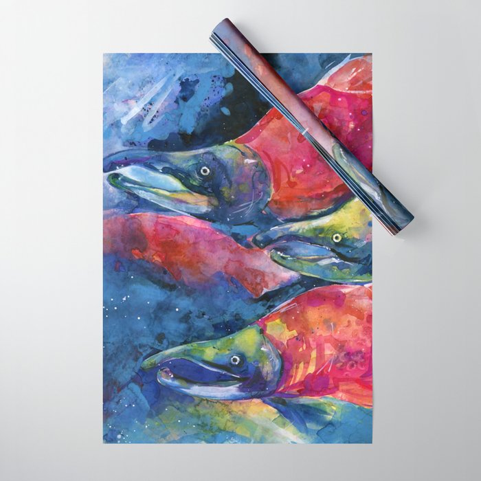 Sockeye Salmon by Kathy Morton Stanion Wrapping Paper Gallery Image 1