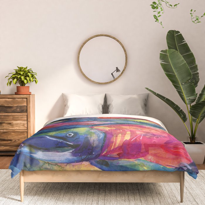 Sockeye Salmon by Kathy Morton Stanion Comforter Gallery Image 3