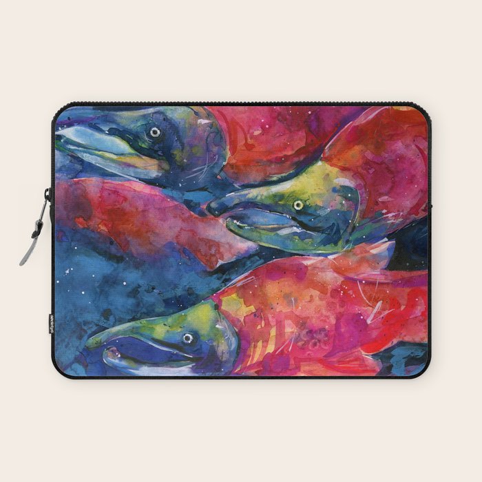 Sockeye Salmon by Kathy Morton Stanion Laptop Sleeve Gallery Image 1