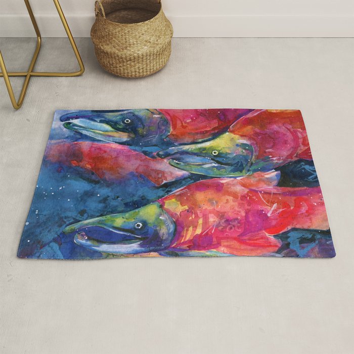 Sockeye Salmon by Kathy Morton Stanion Rug Gallery Image 1