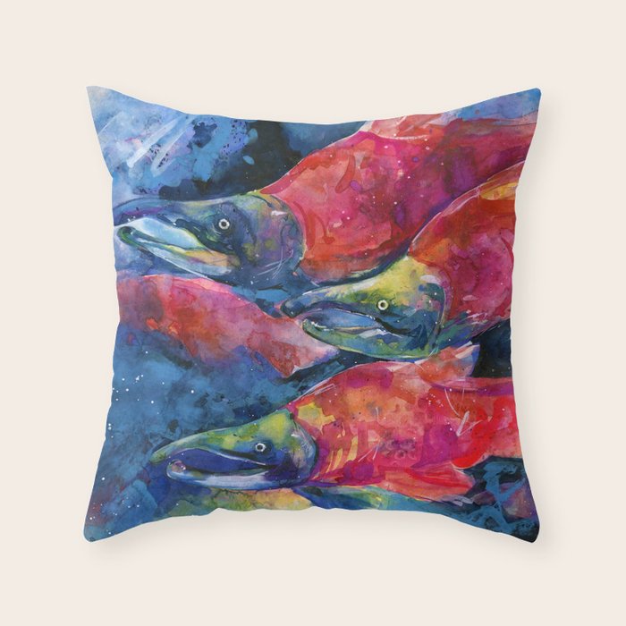 Sockeye Salmon by Kathy Morton Stanion Throw Pillow Gallery Image 6