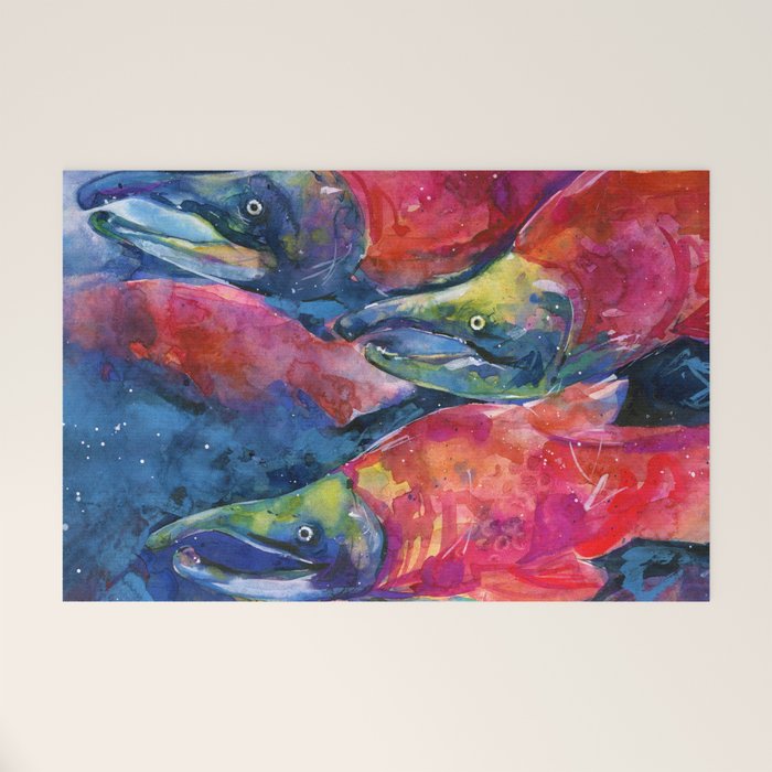 Sockeye Salmon by Kathy Morton Stanion Welcome Mat Gallery Image 1