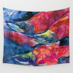 Sockeye Salmon by Kathy Morton Stanion Wall Tapestry Gallery Image 4