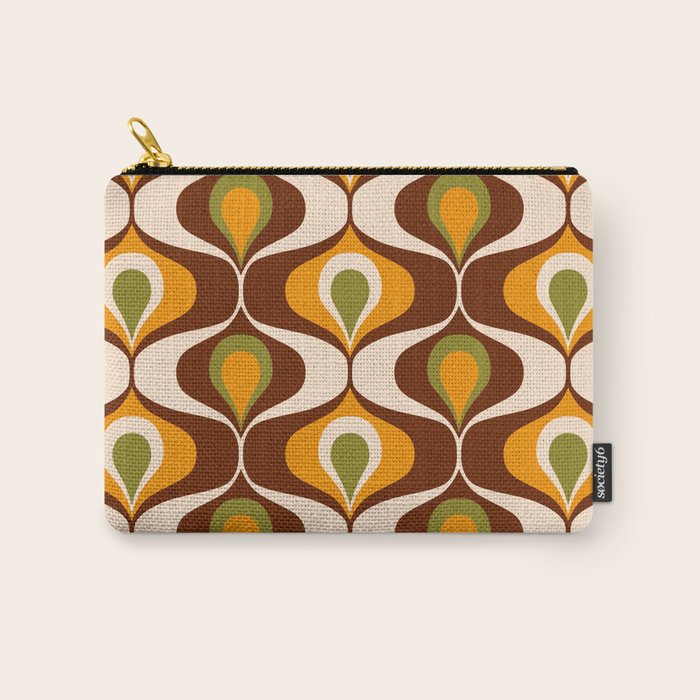 Retro 70s ovals op-art pattern brown, orange Carry All Pouch Gallery Image 1