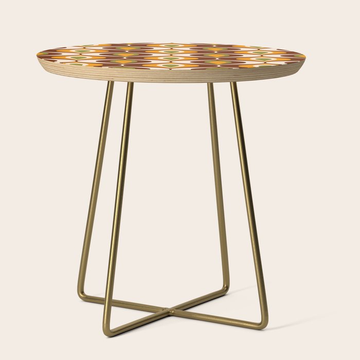 Retro 70s ovals op-art pattern brown, orange Side Table Gallery Image 1