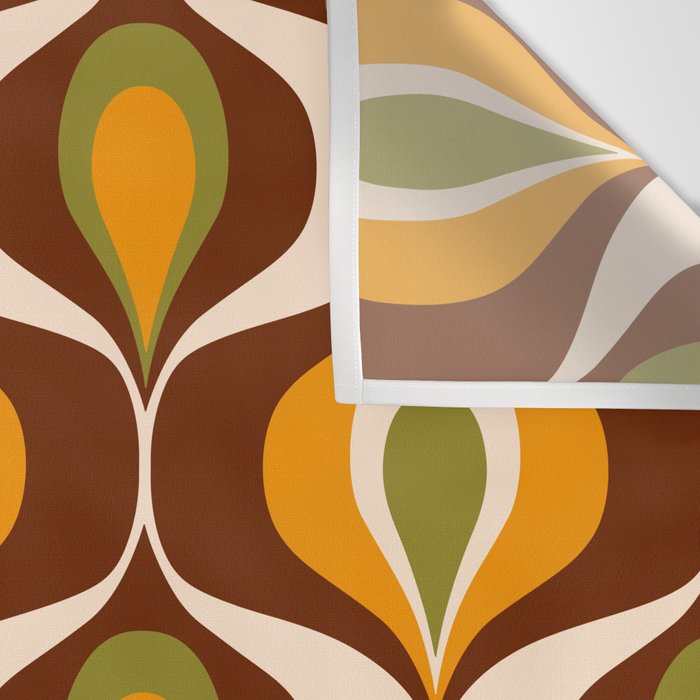 Retro 70s ovals op-art pattern brown, orange Wall Tapestry Gallery Image 3