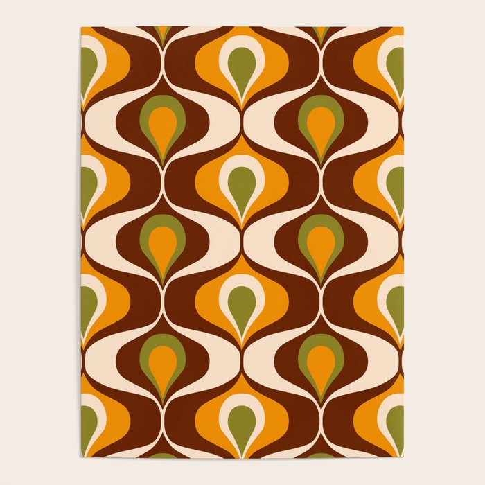 Retro 70s ovals op-art pattern brown, orange Poster Gallery Image 4