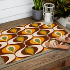 Retro 70s ovals op-art pattern brown, orange Outdoor Rug Gallery Image 2