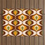 Retro 70s ovals op-art pattern brown, orange Outdoor Rug Gallery Image 1
