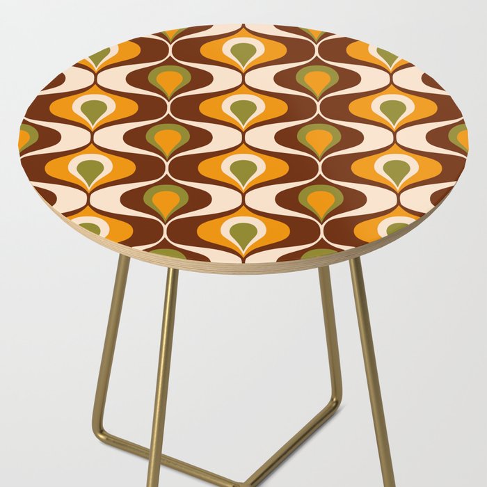 Retro 70s ovals op-art pattern brown, orange Side Table Gallery Image 2