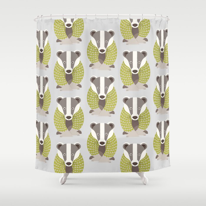 Whimsical Badger Shower Curtain Gallery Image 1