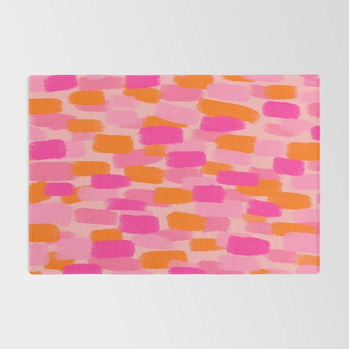 Abstract, Paint Brush Effect, Orange and Pink Rug Gallery Image 2