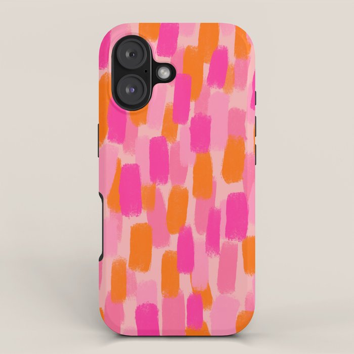 Abstract, Paint Brush Effect, Orange and Pink iPhone Case Gallery Image 1