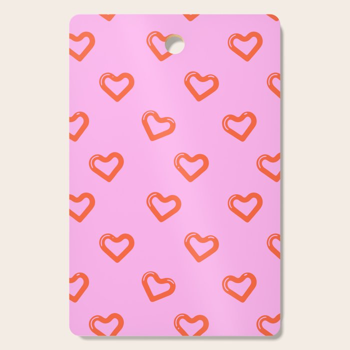 Red love heart shape pattern Cutting Board Gallery Image 1